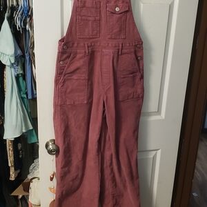 American Eagle Outfitters Mauve/Pink Wide-Leg Overalls